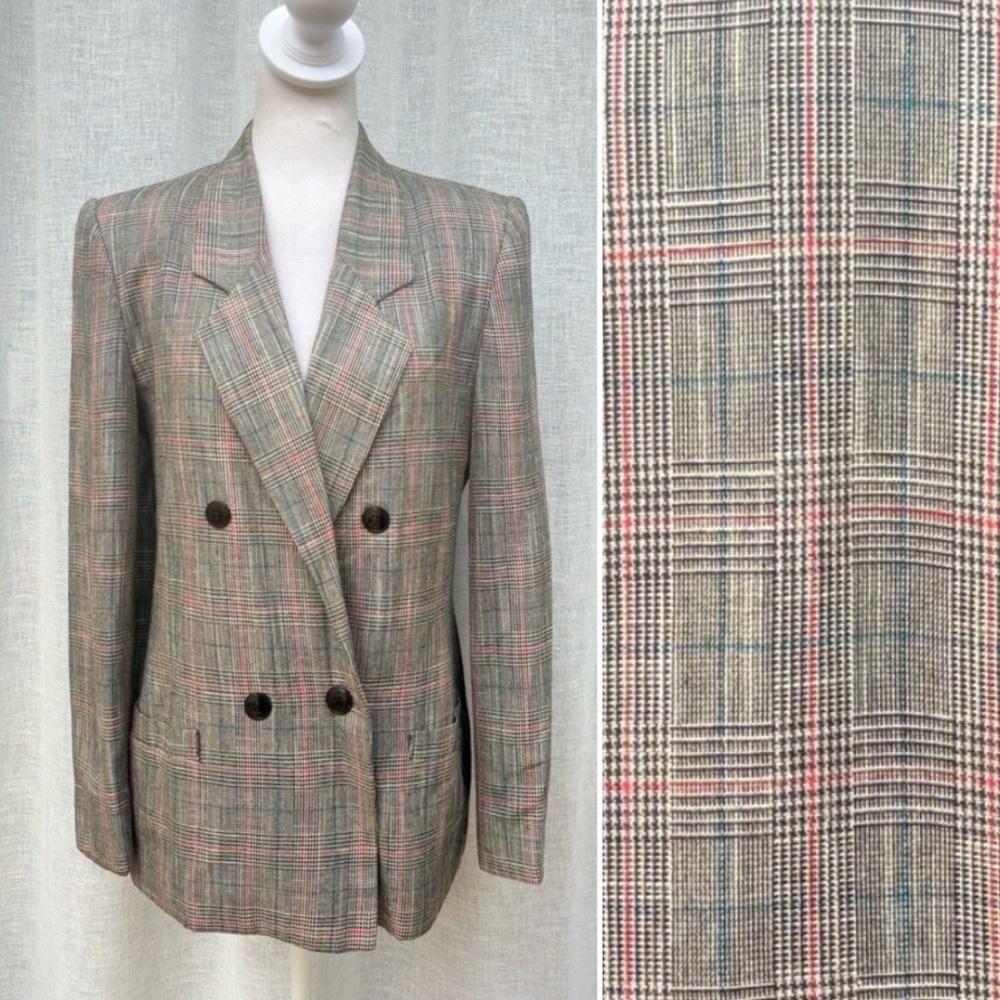 Concepts by Caren gray red glen plaid houndstooth double breasted blazer